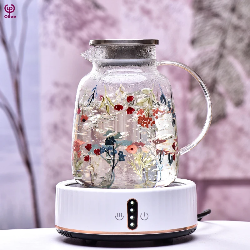 High-grade cold water kettle set printing kettle with lid heat-resistant glass water bottle tea and water set