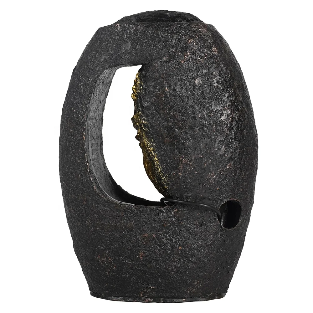 2022 Wholesale Table decor Resin indoor  Fengshui buddha statue inside water fountain with LED light