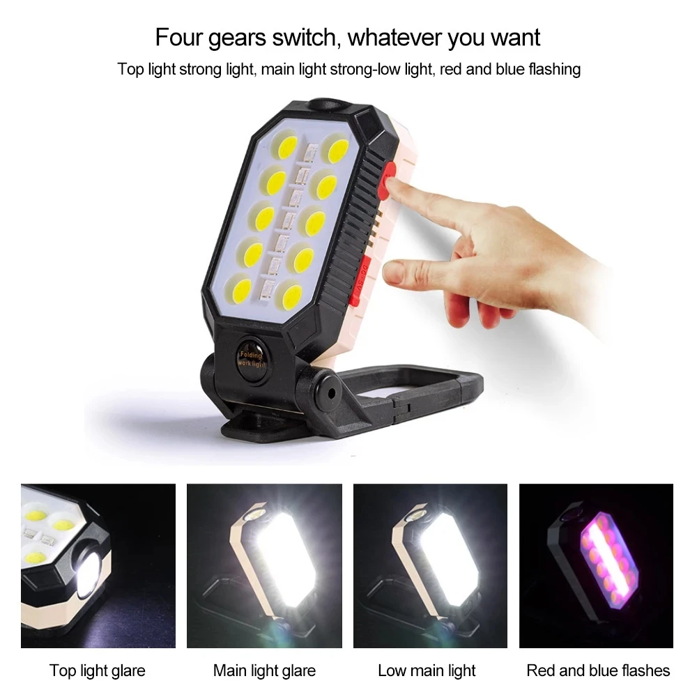 New LED flashlight multi-function strong light portable hook power display lightweight emergency work light  strong magnet torch