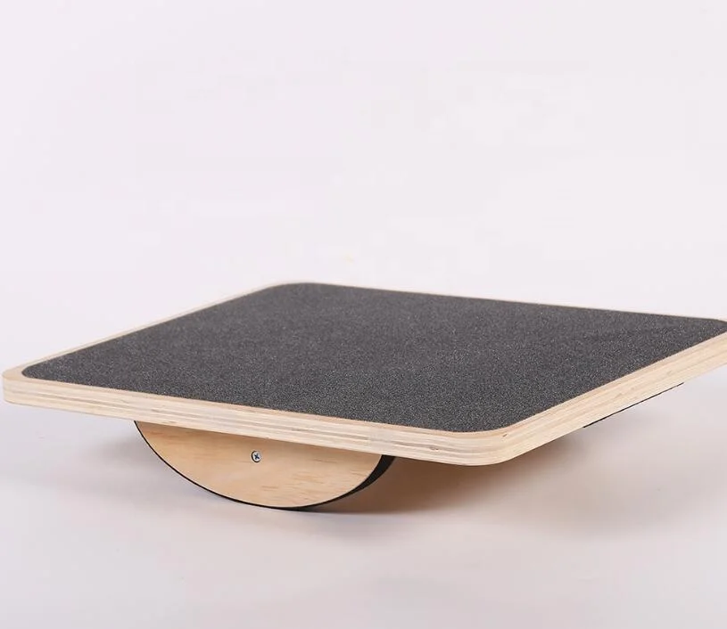 Anti-Slip Surface & Roller Exercise Wood Balance Board
