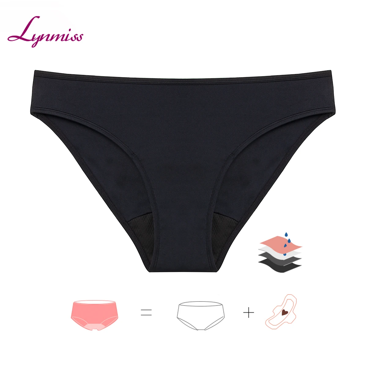 Wholesale Girls Black Fashion Leakproof Swimwear Brief For Women Menstrual Teen Period Swimwear Bottom