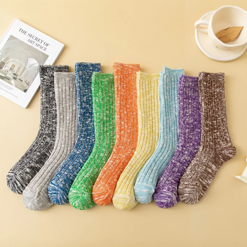 WUYANG FACTORY WY-094 Wholesale women slub yarn marled twisted socks with colorful slouch sock with multi colors to be selected