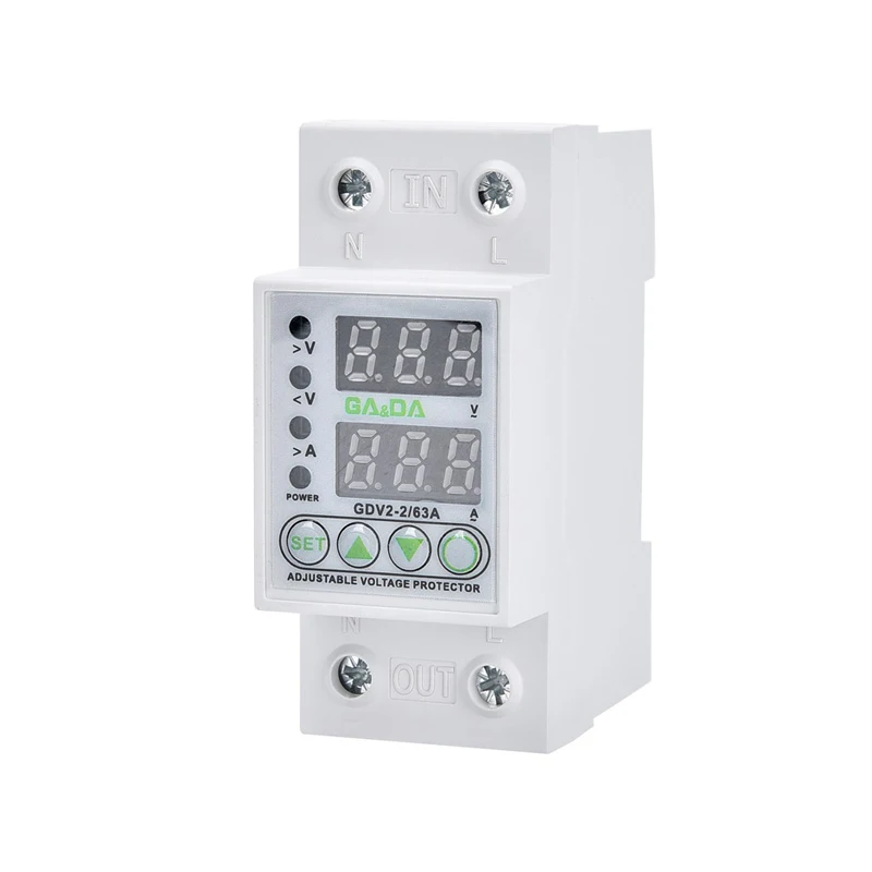 GDV2-2-63A 230V Din rail adjustable automatic recovery reconnect over under voltage protective protector voltage