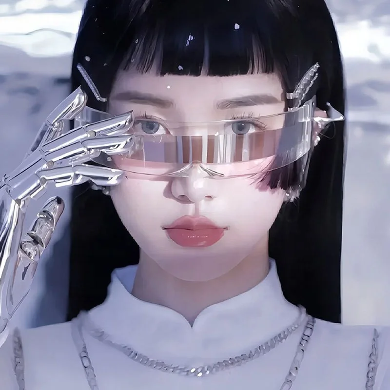 Techno-punk integrated sunglasses Influencer the same Spice Girl fashion personality trend sunglasses