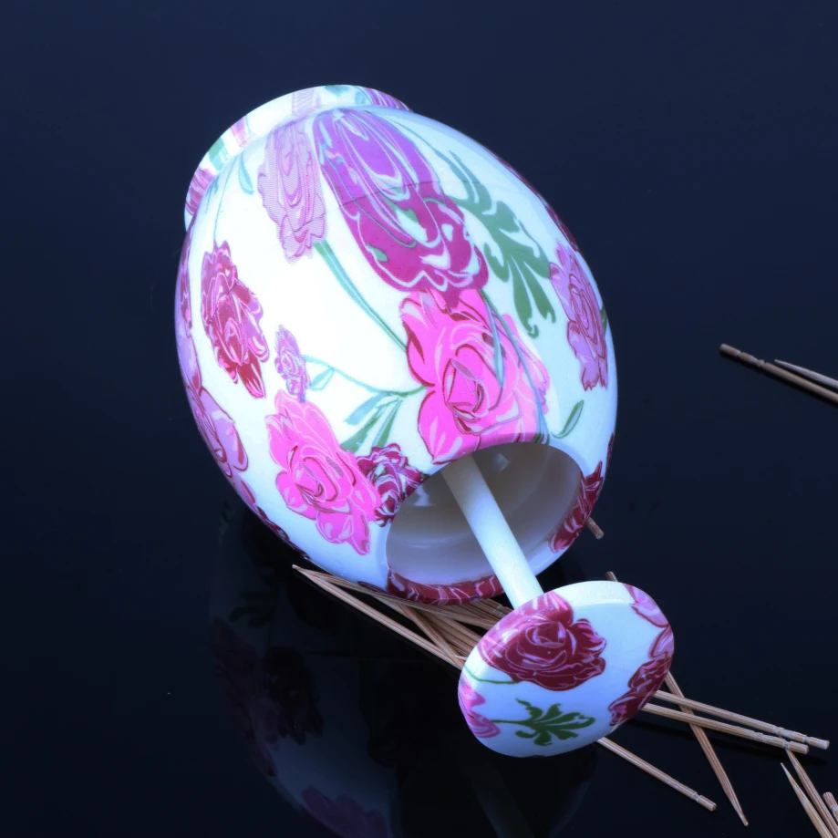 
Automatic pink flower pattern kitchen ABS plastic toothpick holder 