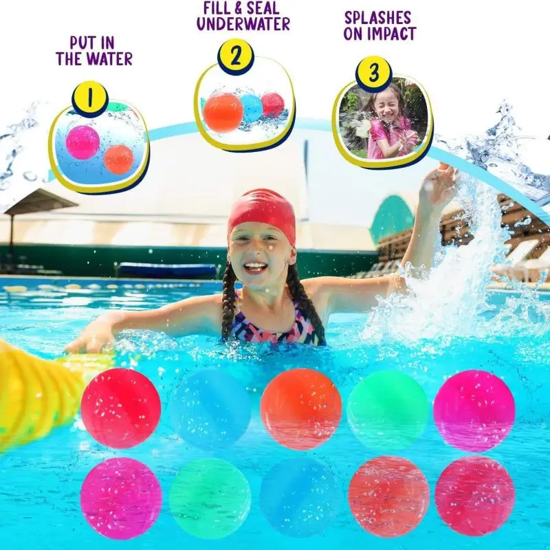 Silicone Water Balloon Bomb splash 10Pcs Bunch For Kids Rapid Fill Summer Pool Ball Reusable Water Balloon