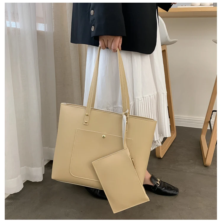 Вместительная женская сумка 2 в 1 на одно плечо, модные повседневные Мягкие кожаные кошельки и сумки