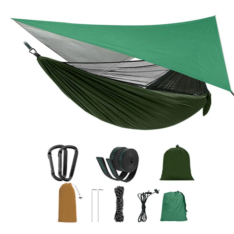 2021 New Arrival Camping Hammock For Garden Sports Home Travel Camping Swing Thick Canvas Hang Bed Hammock With Mosquito Net