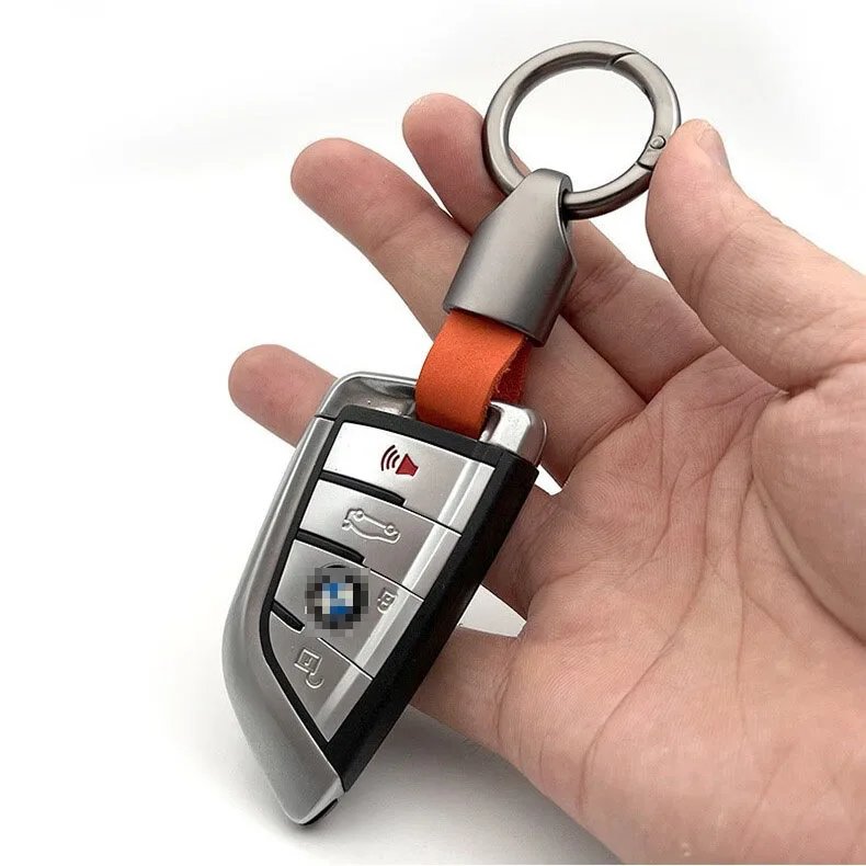 Car Key Tag Custom PU Leather Keychain High Quality Zinc Alloy Car Key Holder Leather Keyring Promotion Gifts