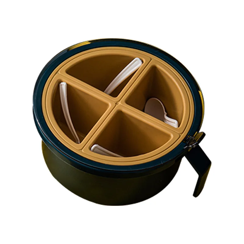 Прозрачный контейнер для специй с четырьмя отделениями, контейнер для хранения специй, соли, сахара, банки для приправ с ложками