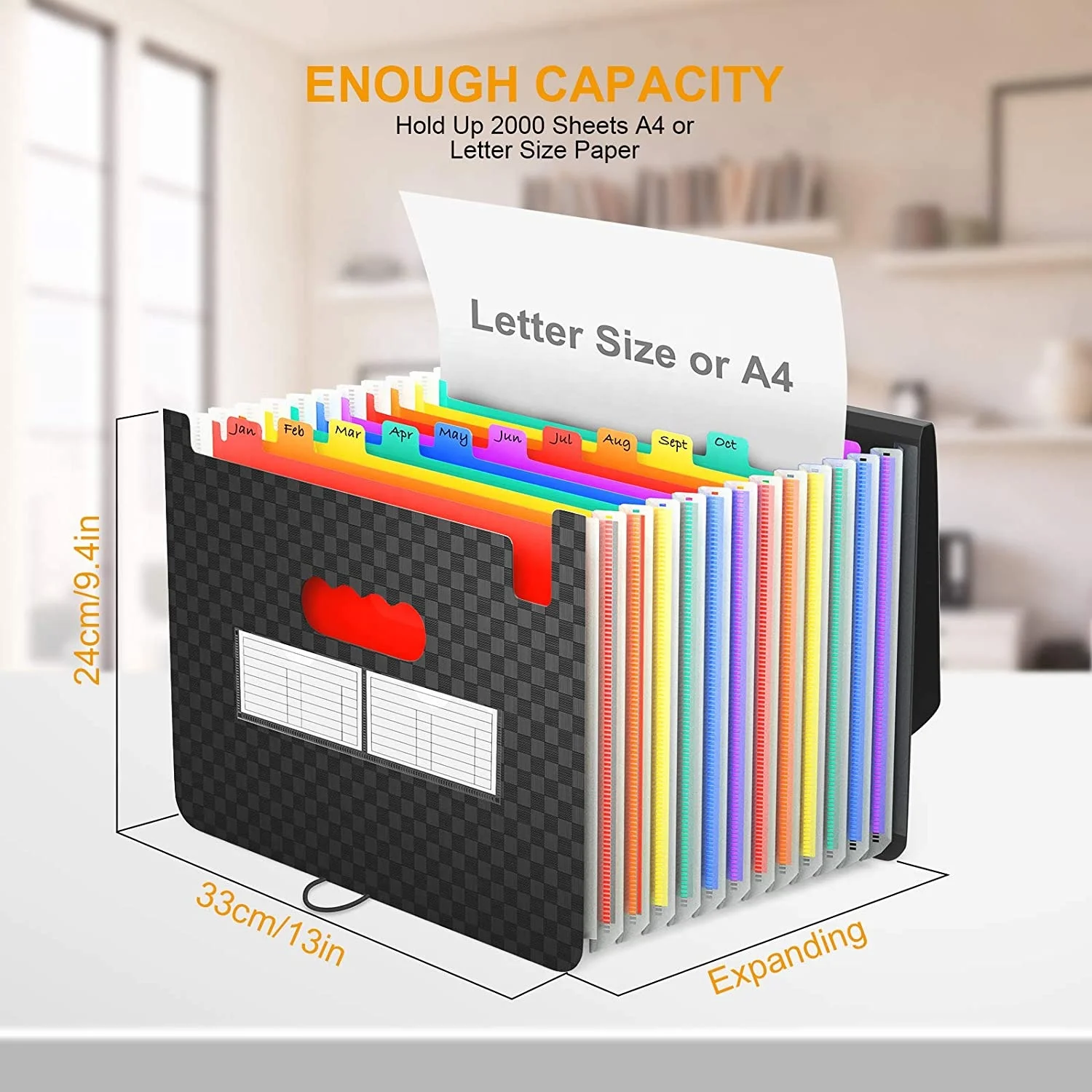 life Accordion File Organizer 13 Pockets Expanding File Folder Portable A4 Letter Size Filling Box Expandable Desktop Accordion