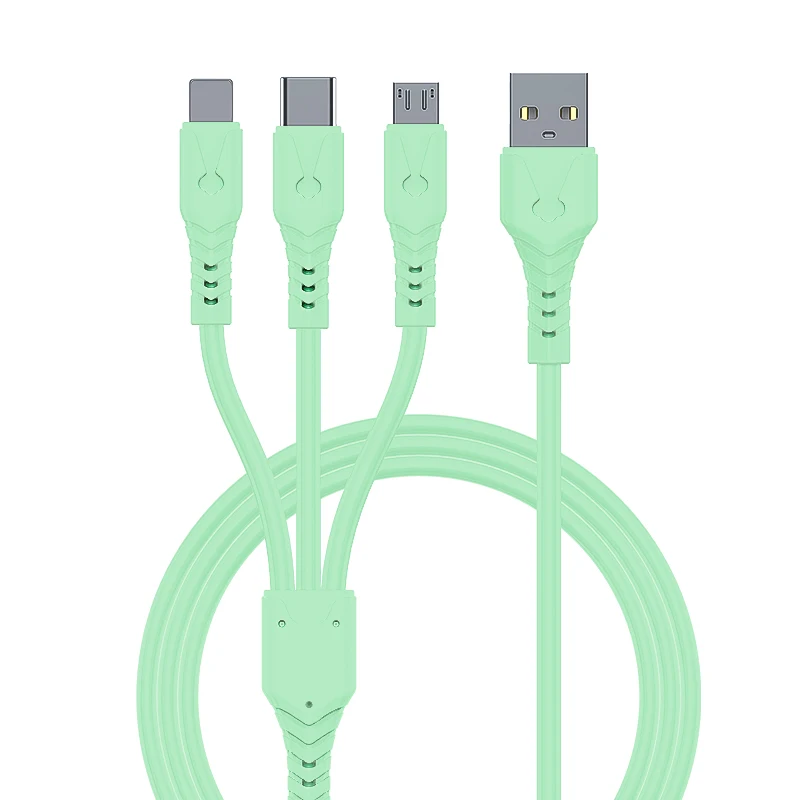 2022 Newest Liquid Silicone Fast Charging Cable 3 in 1 USB  data cable Type C Data Transfer 6 Colors in stock