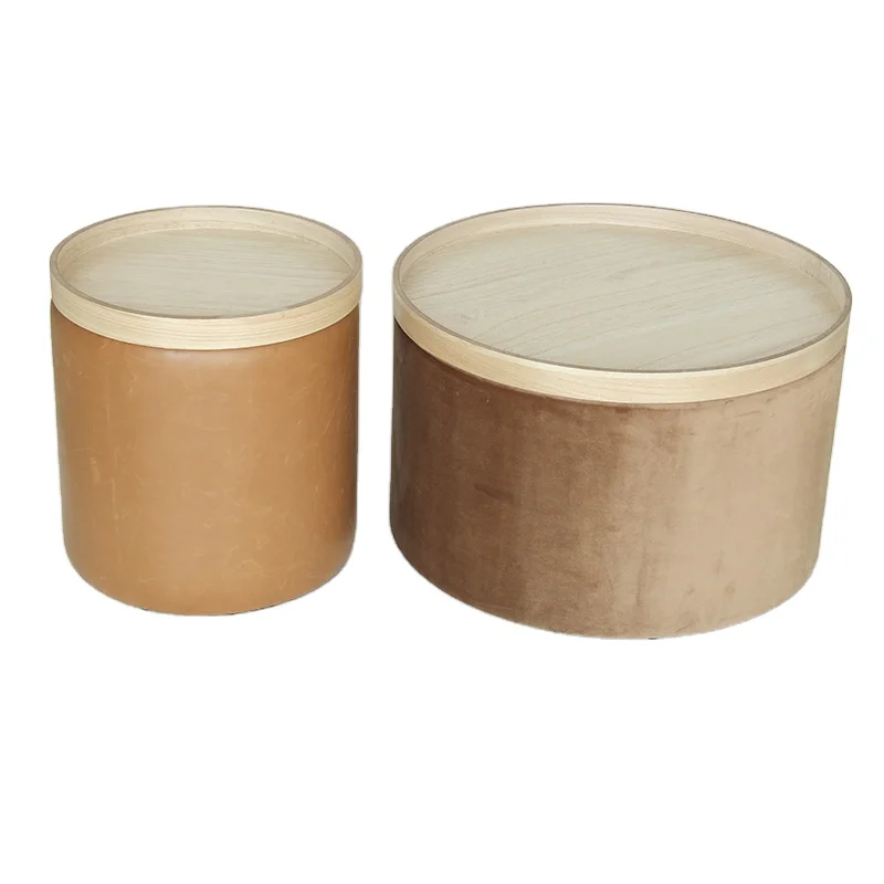 
Professional Customization Household Round PU Leather Storage Stool Ottoman With Wooden Lid 