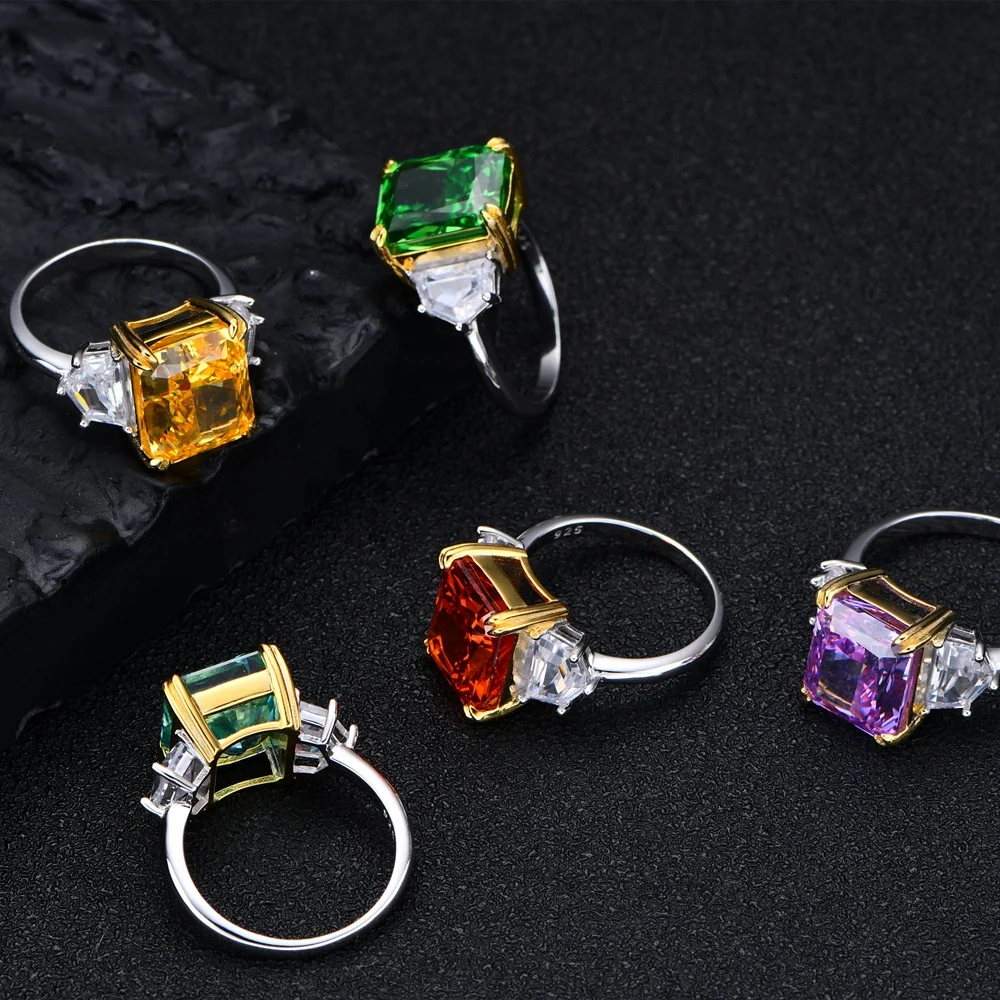25 Colors 8A/5A Cz 13ct Big Stone Diamond 925 Sterling Silver Engagement Ring Custom Pink Heart Ring Wedding Rings Jewelry Women