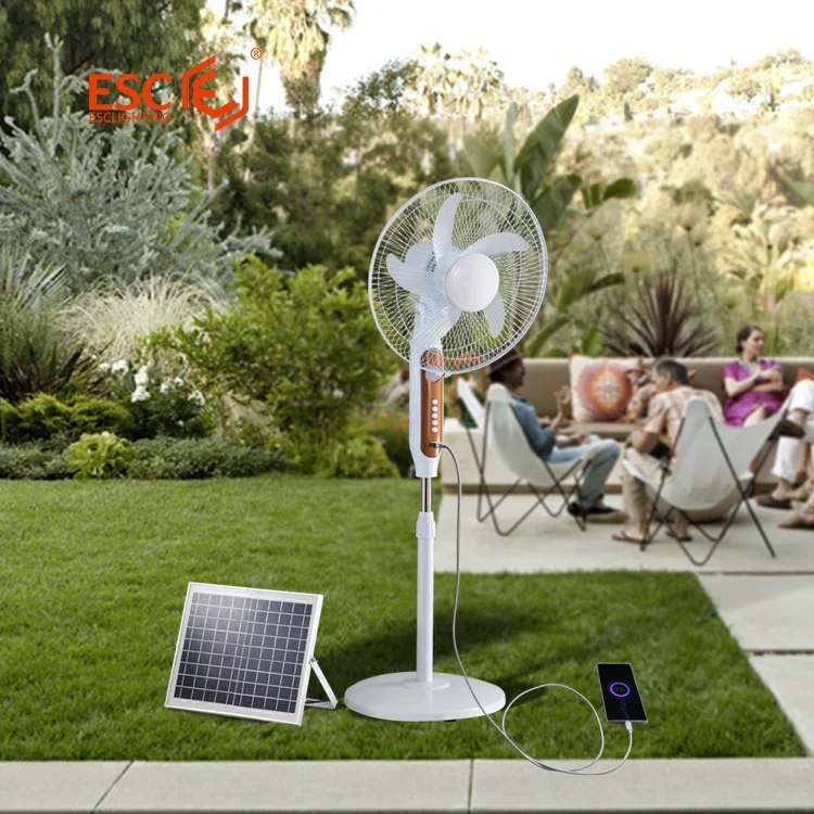 Outdoor indoor rechargeable fan price 18000 mAh ac dc solar fan rechargeable solar electric fan with light