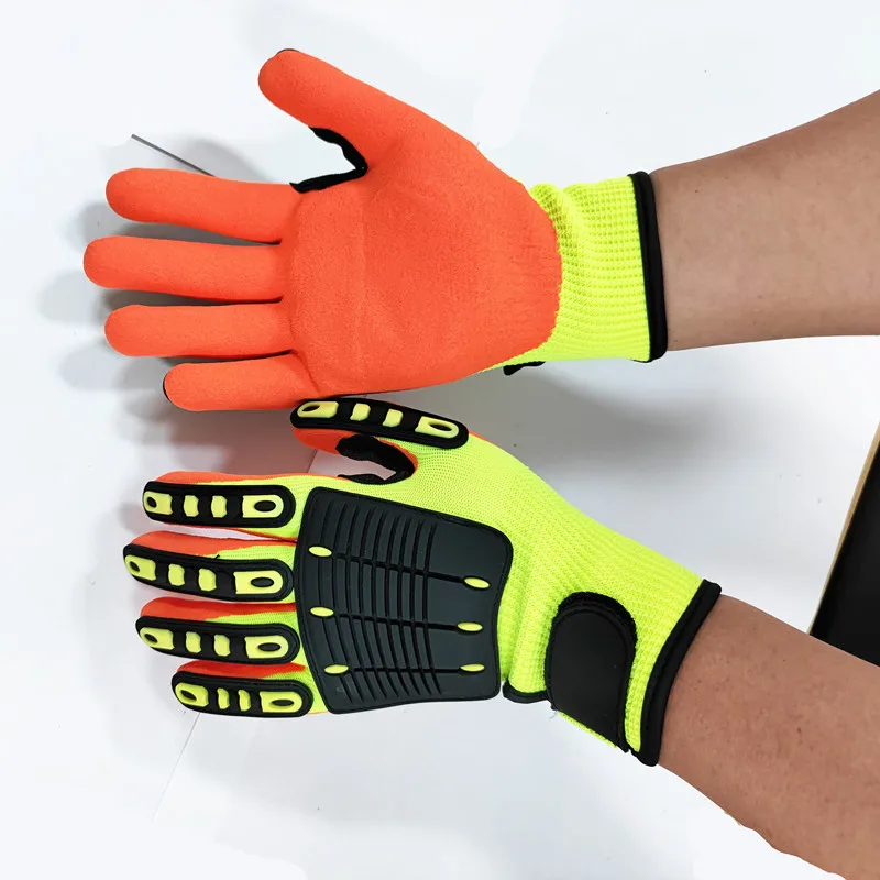 Anti Impact Oilfield Working Nitrile Impact Resistant Gloves Training Boxing Gloves High Impact TPR Gloves For Power Tools
