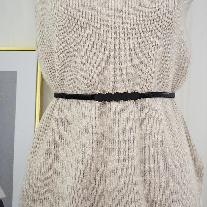 Summer Elegant Geometric Pattern Alloy Women Stretchy Waist Belts Skinny Ladies Belts