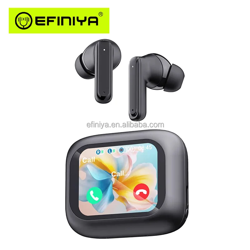 2024 New ANC ENC earbuds 4-6Microphone earphone noise cancelling Headphone with incoming call functions screen touch