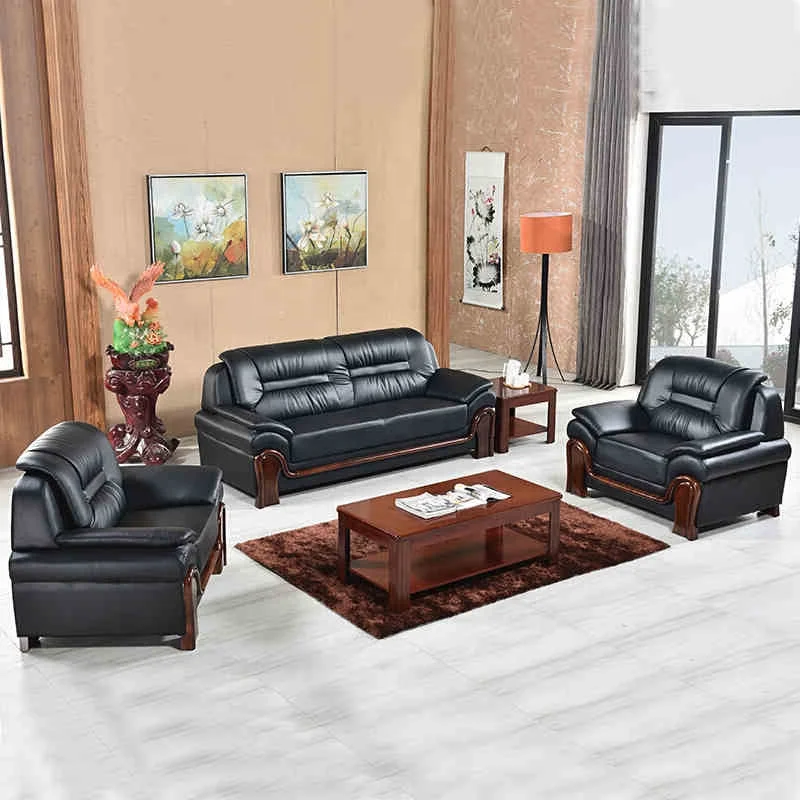 Sectional Antique Style Black Synthetic Leather Soft Single Sofa Chair Office Living Room Office Luxury Furniture