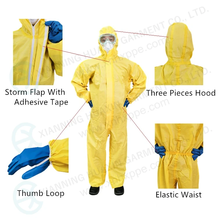HXCR-C: Disposable Chemical resistant coverall with taped seam