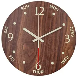 Decorative Vintage Distressed  Wood Wall Hanging Clock for Bedroom Living Room
