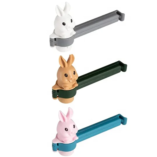 Hot Sale Cute Lovely Rabbit Cartoon Kitchen Food Snack Storage  Tool Plastic Bag Sealer Clip Sealing Bag Clips