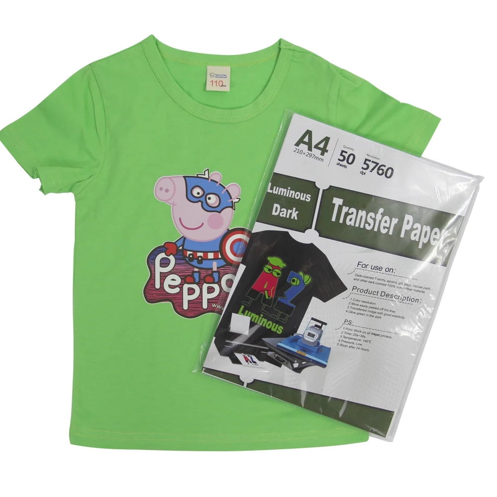 
A4/A3 Fluorescent luminous glow in the darkness wholesale inkjet heat transfer printing paper halloween heat transfer 