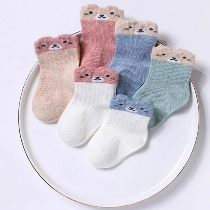 New Design Children Socks Cartoon Cute Baby Socks Combed Cotton Newborn Socks