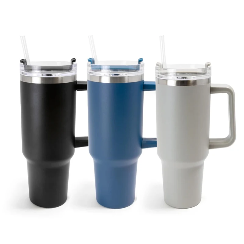 Custom Logo Outdoor 30oz 40oz Double Walled Travel Mugs with handle Stainless Steel Vacuum Insulated Travel Tumbler with Handle