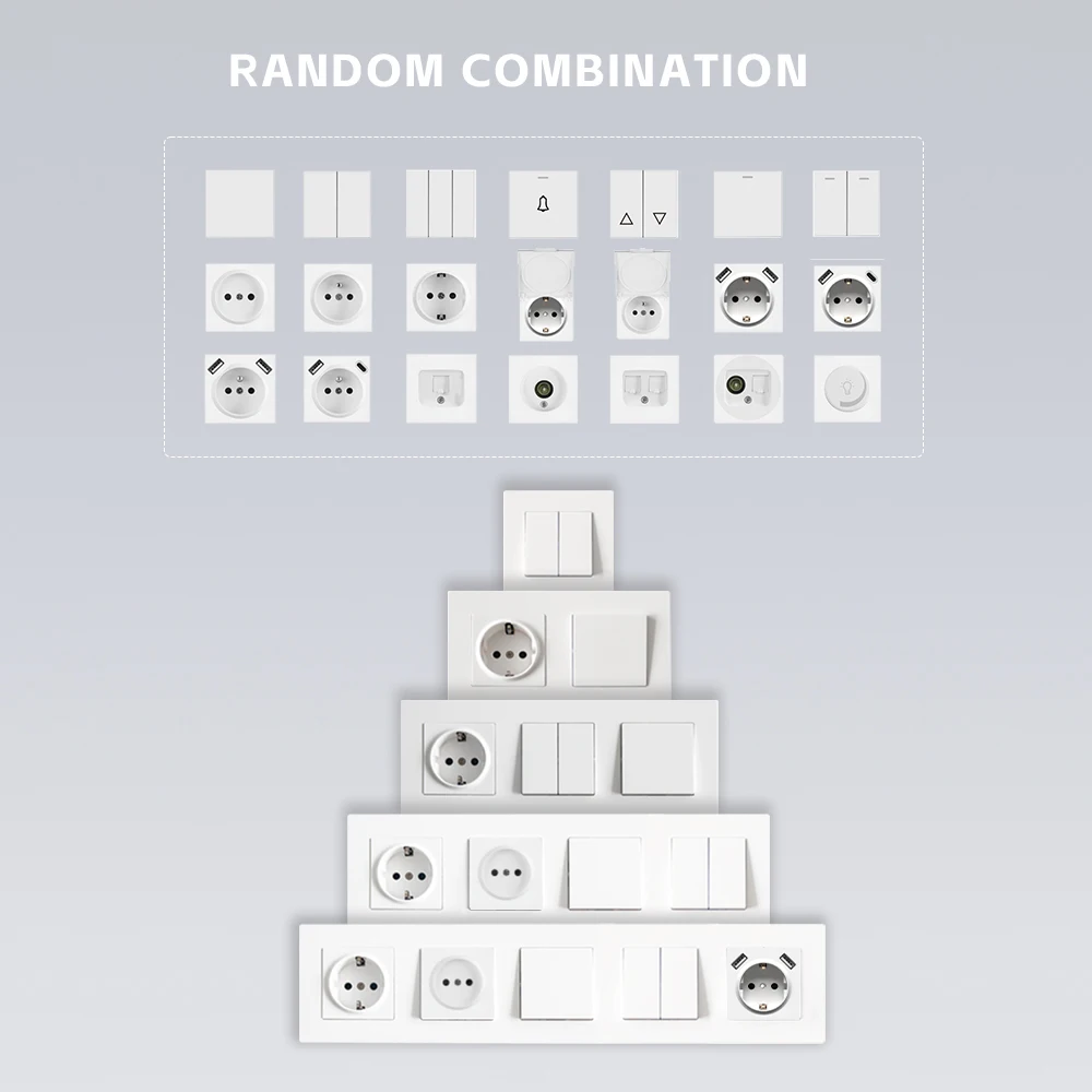 Europe Model Wall Switch Socket Type A USB Outlet 2.1A / DC 5V Home Electric Plugs Schuko Socket With Dual Usb Ports