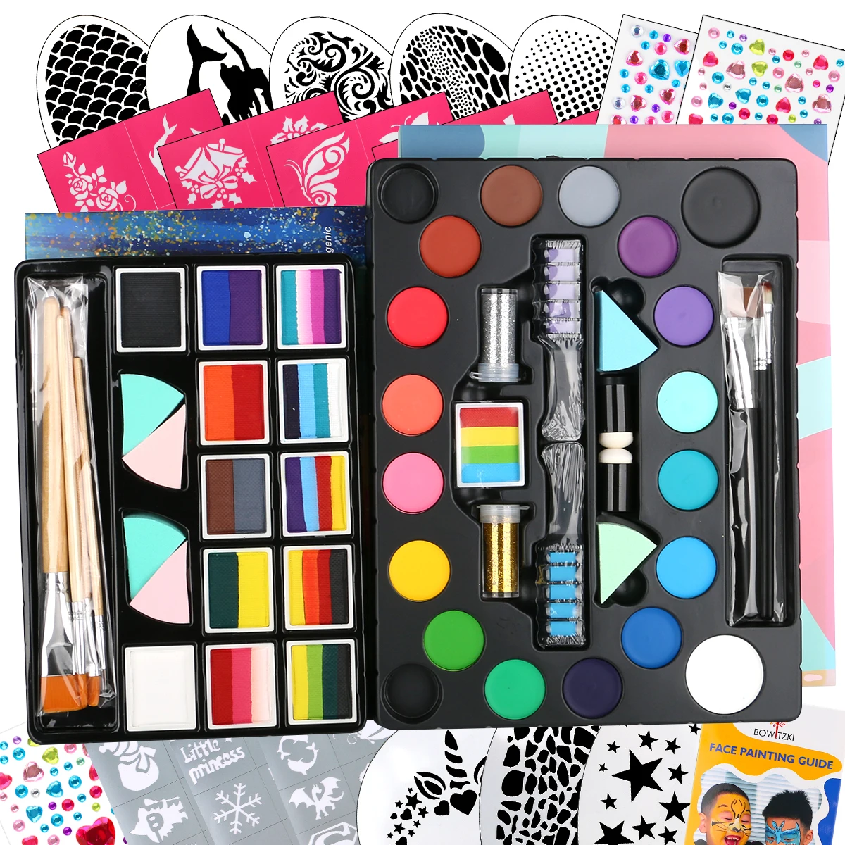 Face Painting Kit Kids Facepaint Kids Face Paint 12 Colors Stencils Safe and Easy to Use Face Paint Kit