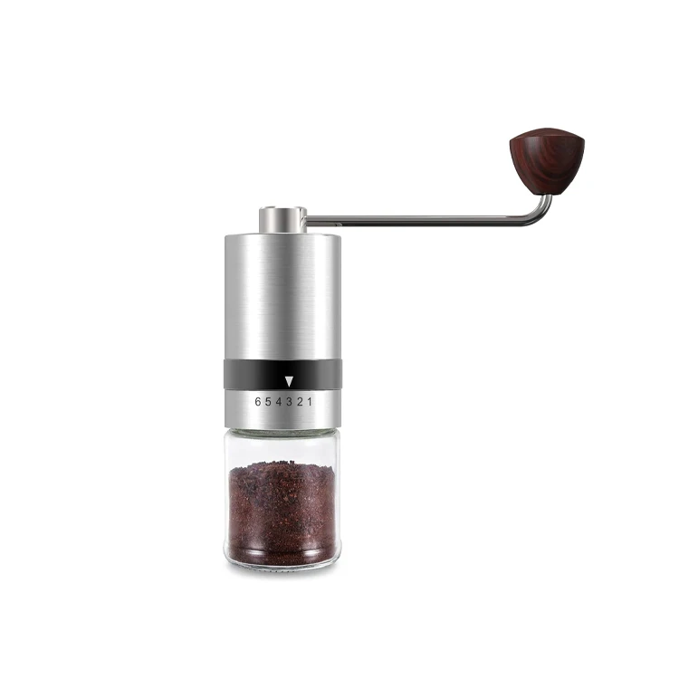 Metal And Glass Coffee Bean Manual Grinder Adjustable Setting Manual Coffee Grinder For Camping Travel