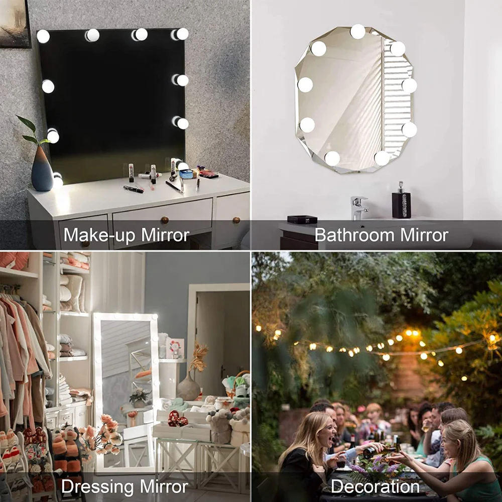 Led vanity mirror bulb USB Hollywood vanity mirror lamp bathroom dresser lighting 3-color dimmable led wall lamp