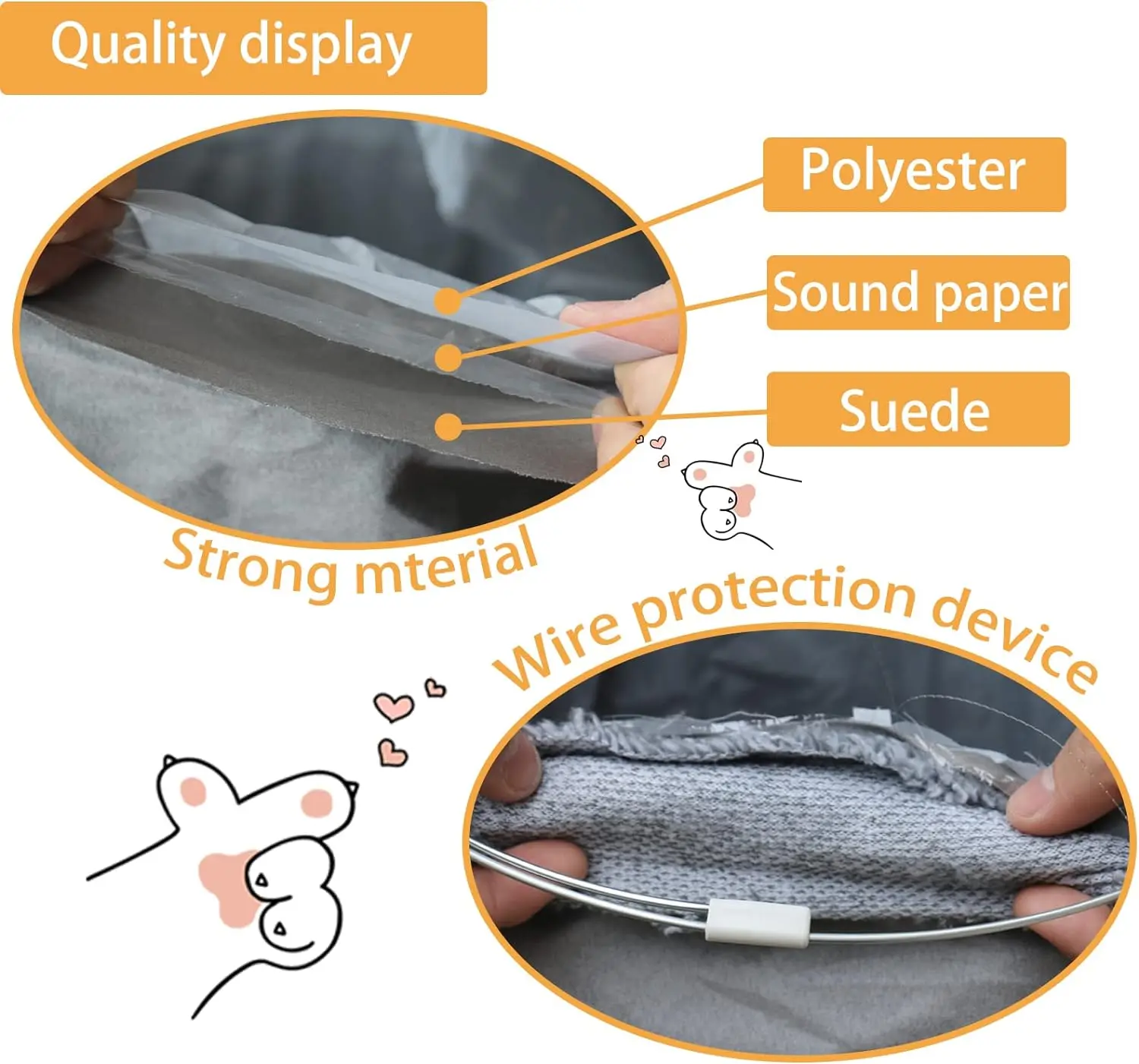Cat Tunnel for Indoor Cats, 51* 12 inch Foldable Big Cat Tunnel, Grey Suede Pet Tunnels with Two Peepholes and a Bubble Ball