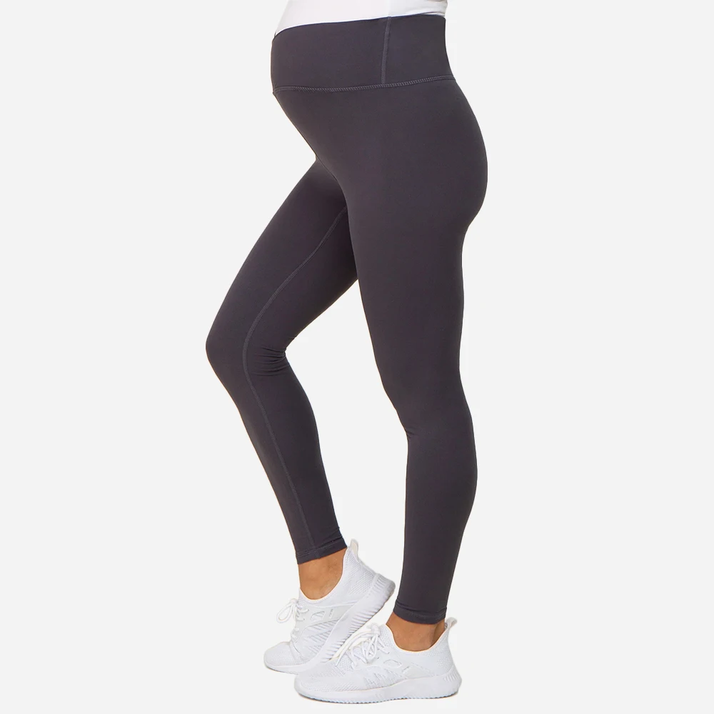 Charcoal Crossover Waist Organic Maternity Leggings