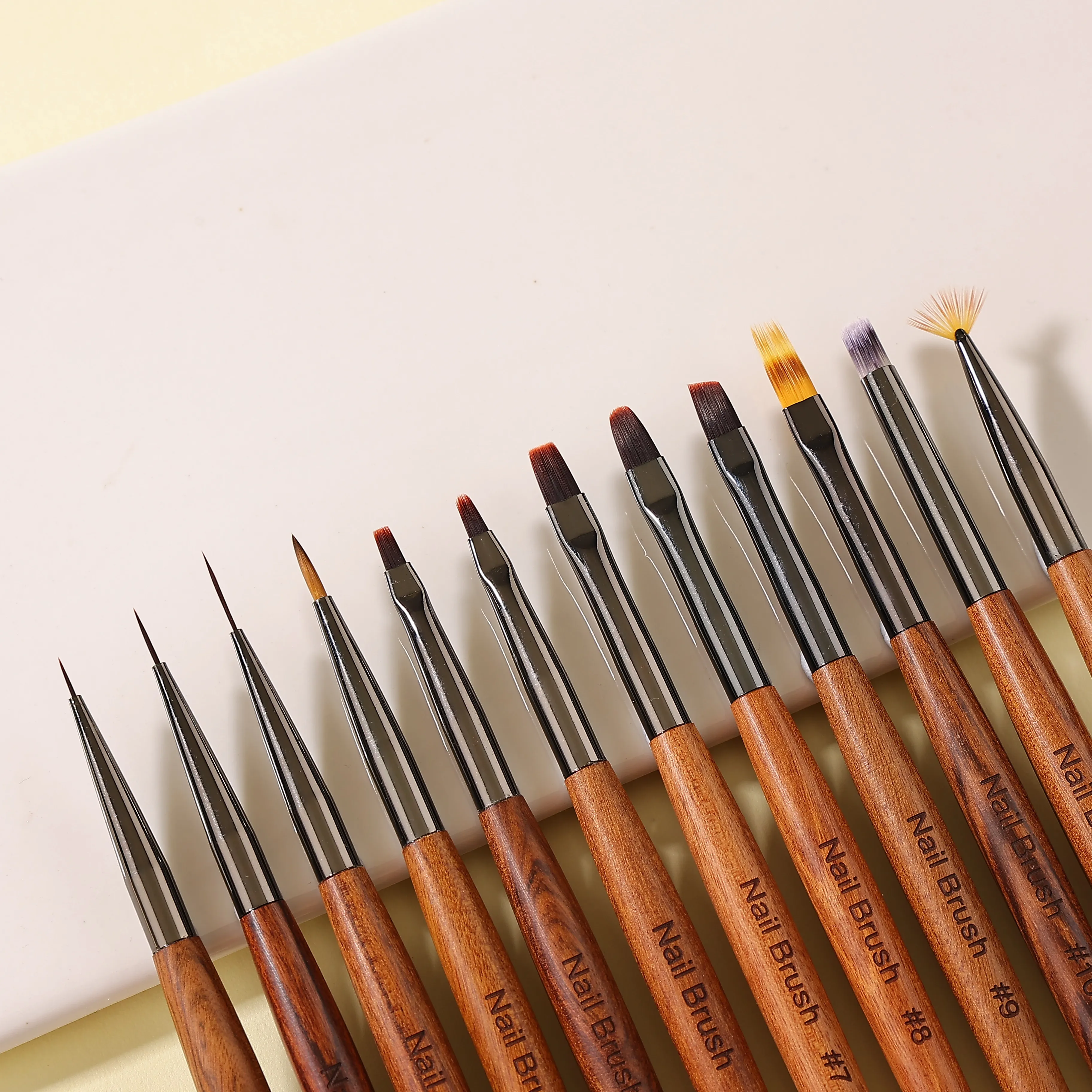 Professional Multi-function Manicure Wooden Handle Pen Brush Set Acrylic Art Nail Brush 12 Different Types Manicure Brush Set
