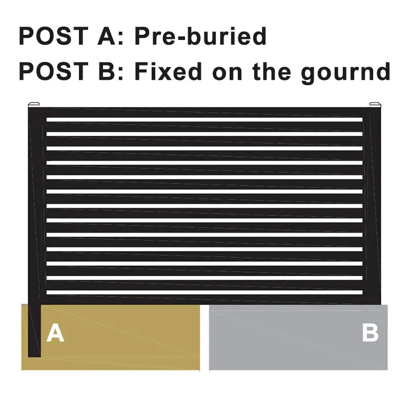 HYAP-S000 W2mxH1.5m Semi-privacy Aluminum Slat Fence Screen Outdoor Privacy Panels Black Fence Aluminum