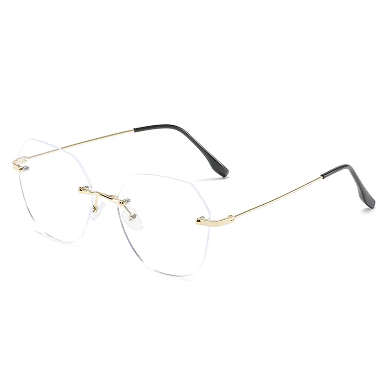 Polygon rimless myopia glasses 2023 Retro Nearsighted Distance Glasses Metal Men Women Myopia Glasses