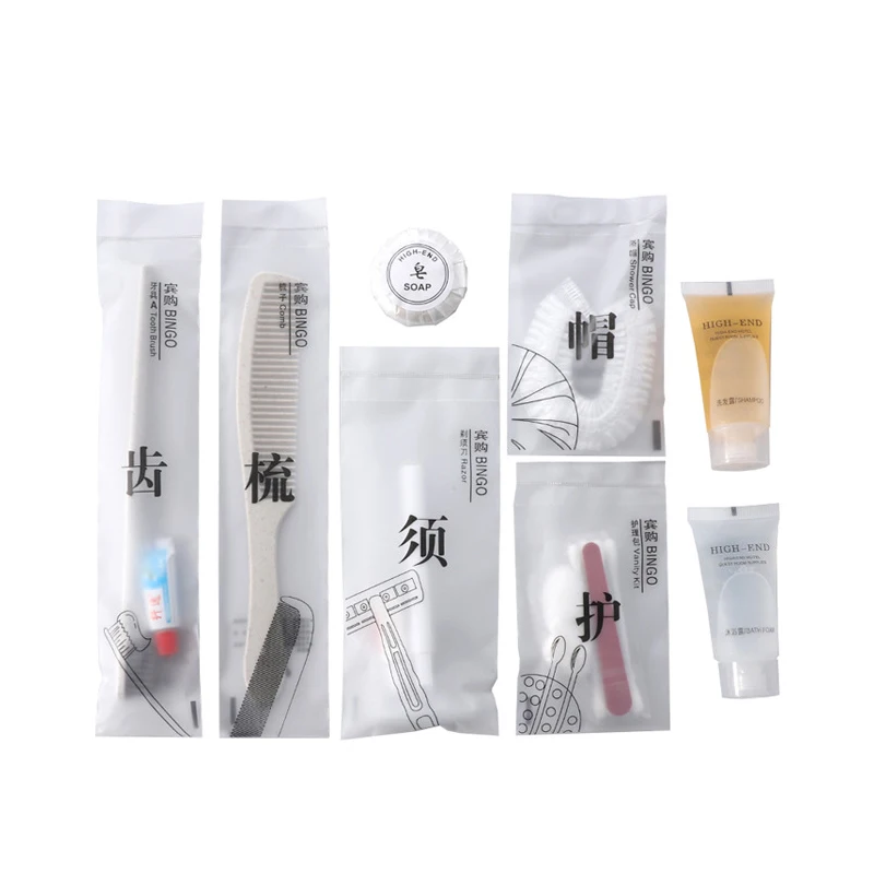 Customized Hotel Amenities Set Travel Disposable Hotel Dental Hygiene Kit Shampoo Body Wash Toiletry Kit