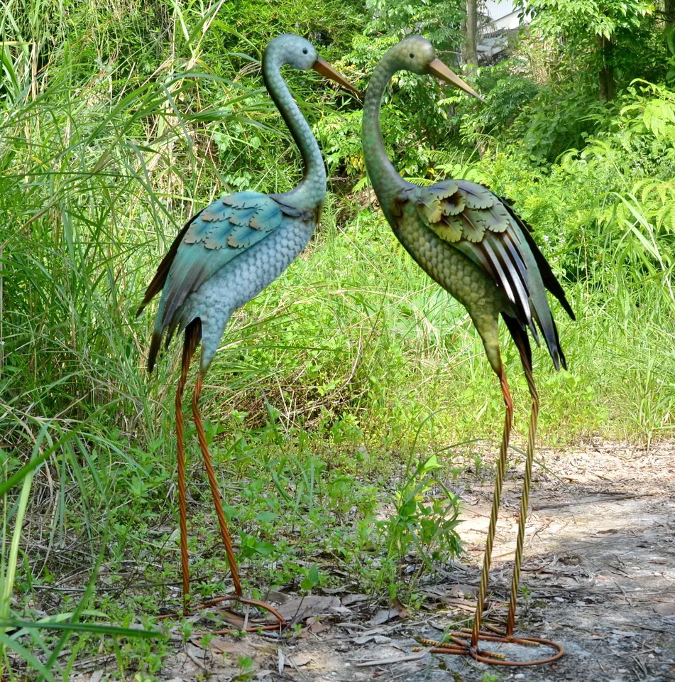 
garden metal crane Animal Sculptures 