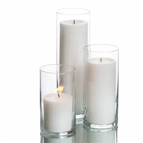 Wholesale Candle Container Custom Modern Nordic Home Hotel Decorative Clear Tall Wedding Glass Cylinder Vase
