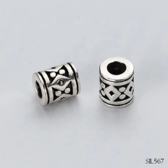 S925 Material Tibetan Silver Tiny Tube Spacers Beads Craft DIYSIL567