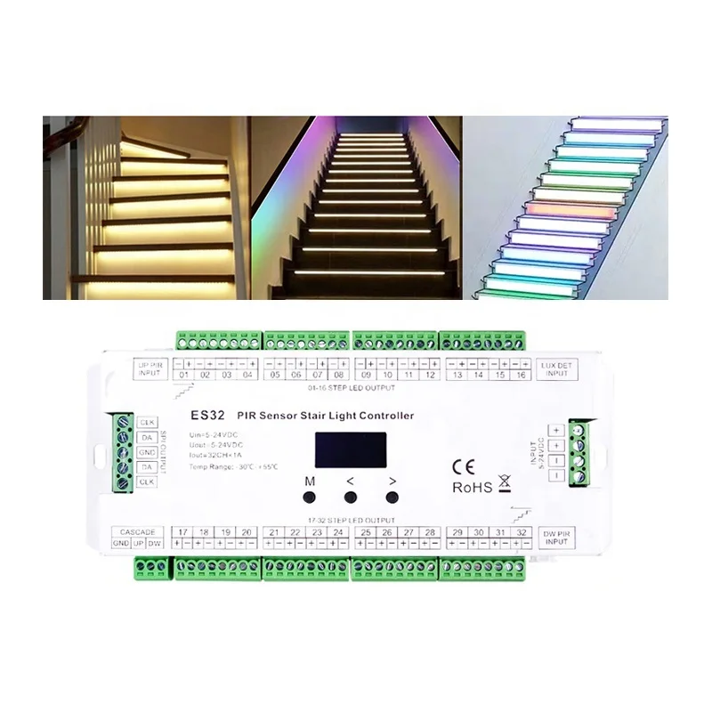 24 Вт PIR датчик лестничных осветительных контроллер RGB пикселей SPI шаг светодиодные полосы контроллера DC24V лестница