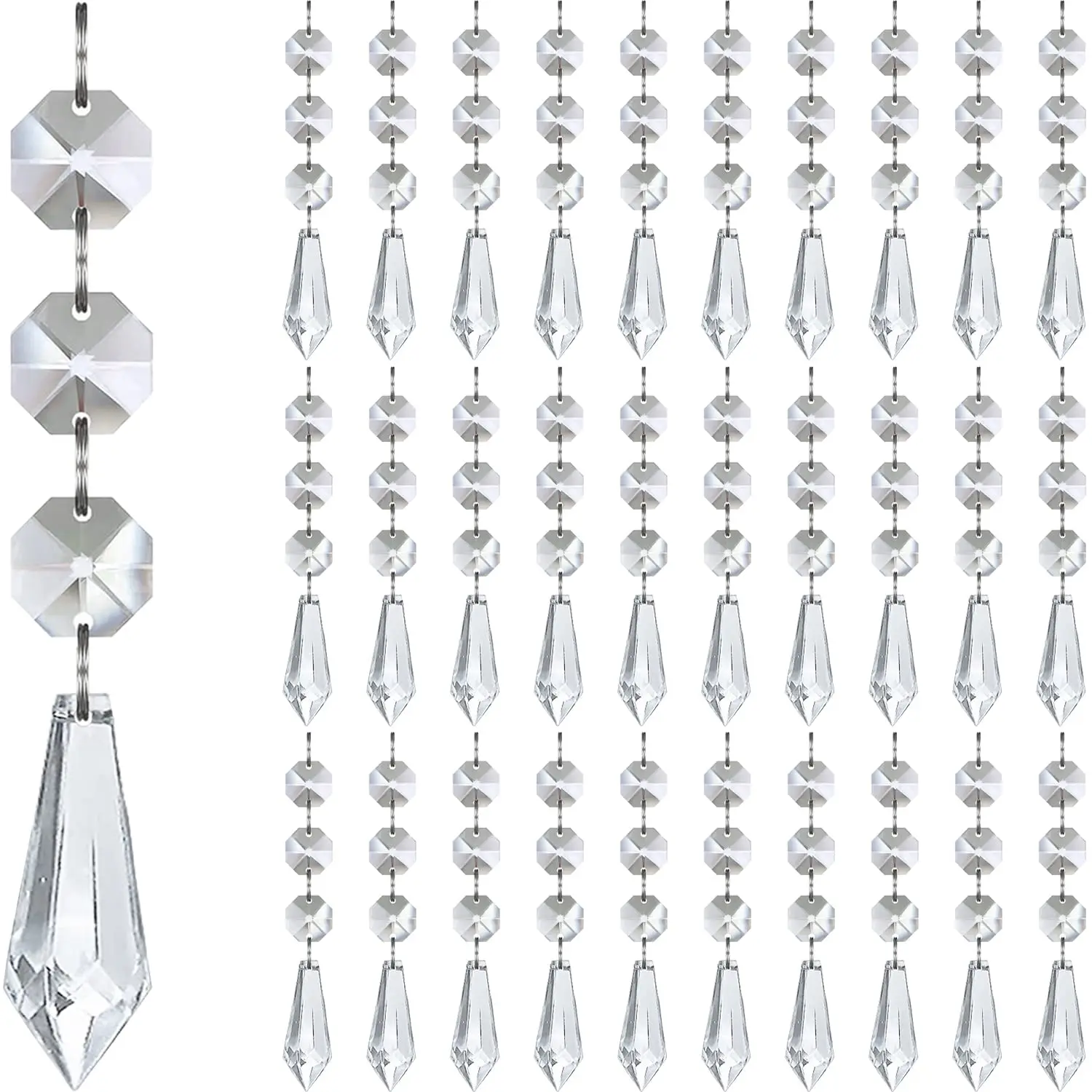 Chandelier crystal icicle Clear Hanging Crystals Centerpiece Chandelier Garland Icicle Prism Drop Pendant Bead Chain Strand