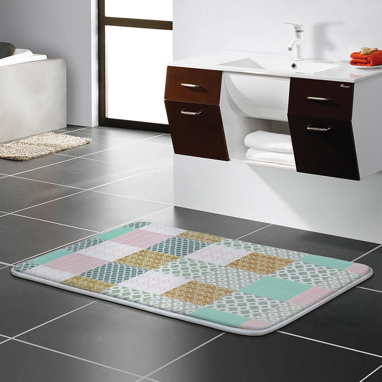 Super absorbent sponge is safe soft and comfortable microfiber bathroom mat printed nonslip memory foam bath mat