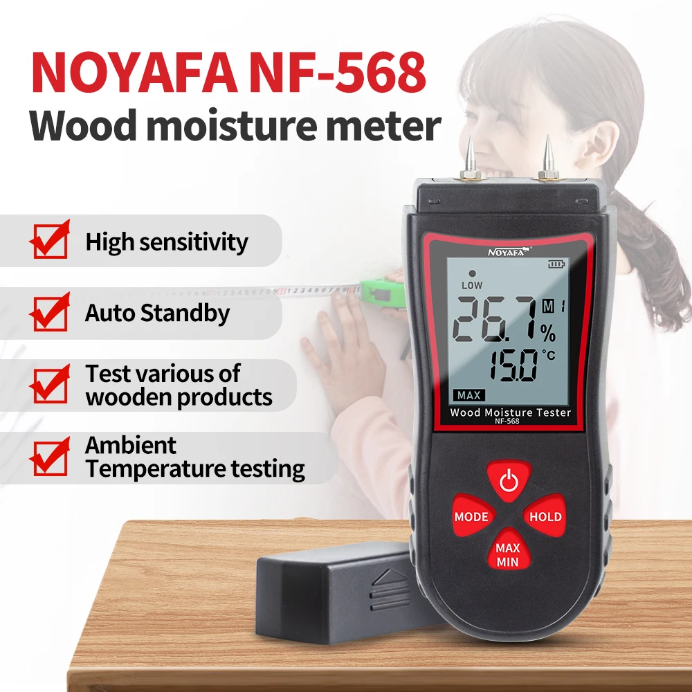 NOYAFA NF-568 цифровой измеритель влажности для дров строительный картон кирпичная кладка ковры строительные