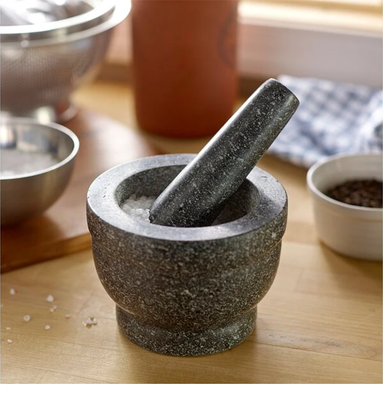 14*9 Garlic Rammer Household Grinder Kitchen Rammer Garlic Pot Grinding Medicine Coffee Stone Mortar