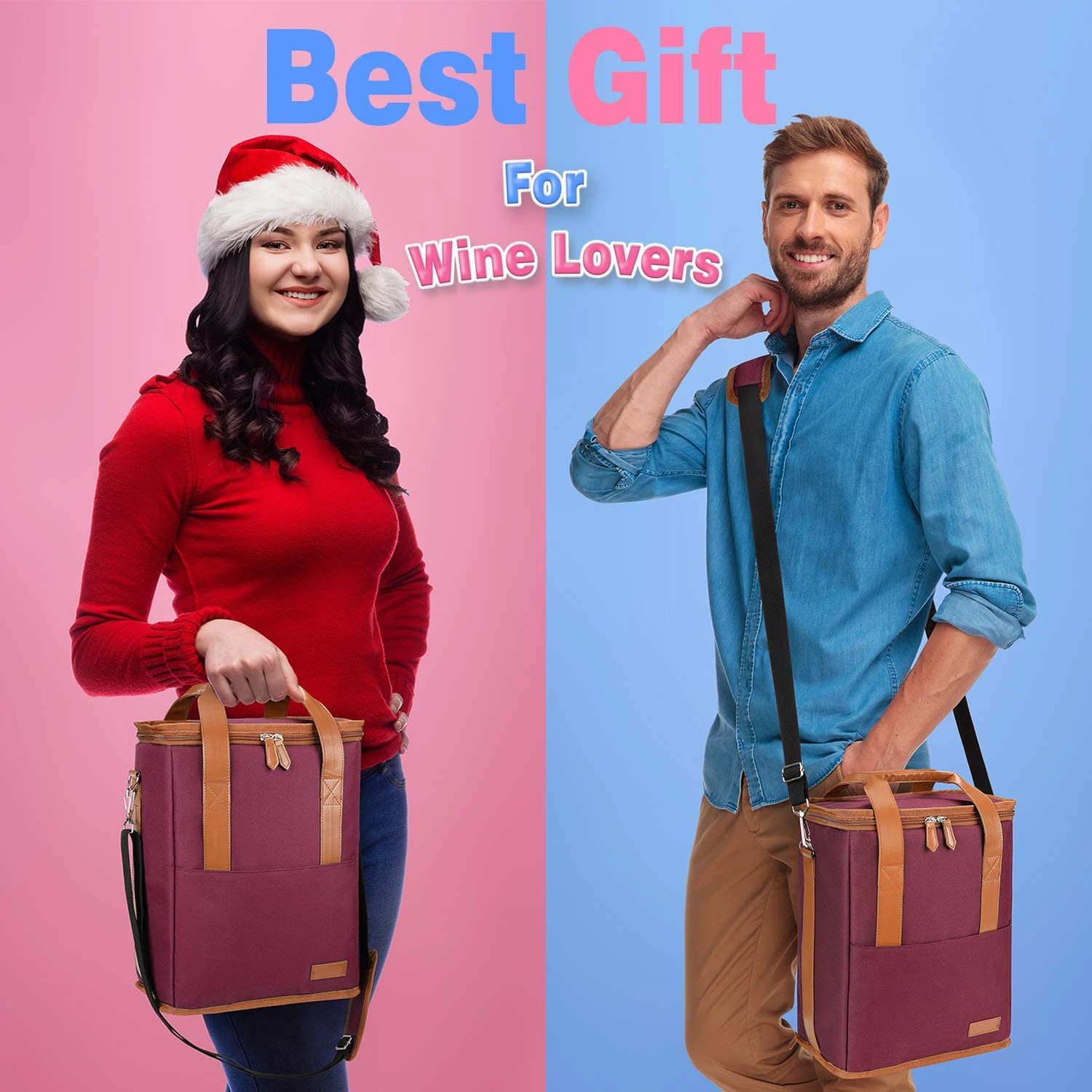 6 Bottle Wine Insulated Leak proof Padded Wine Cooler Carrying Tote Bag For Travel Camping And Picnic