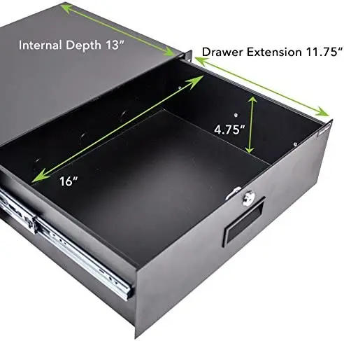 Drawer Cabinet Case 19 Inch Rack Mount  Locking Lockable Deep Drawer with key under desk drawer