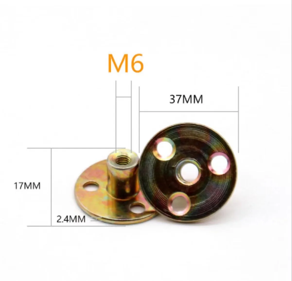 Furniture hardware M6 M8 M10 M12 three-hole round-base weld nut furniture fastener connector T nut sofa foot lock nut